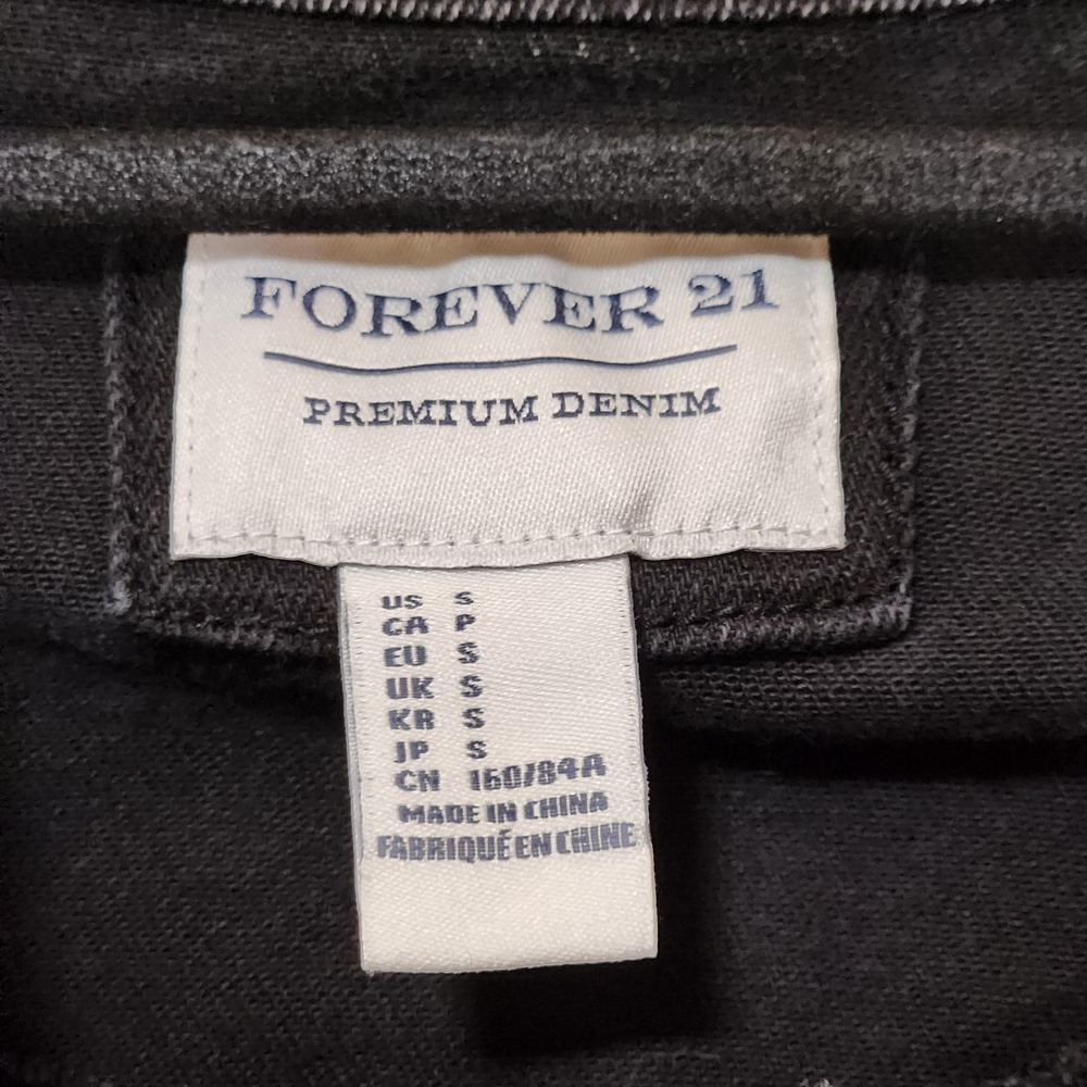 Forever 21 Jean Moto Jacket Black Denim Womens Size Small - Picture 4 of 6